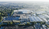 Aerial view of NORD Drivesystems global headquarters in Barteheide, Germany